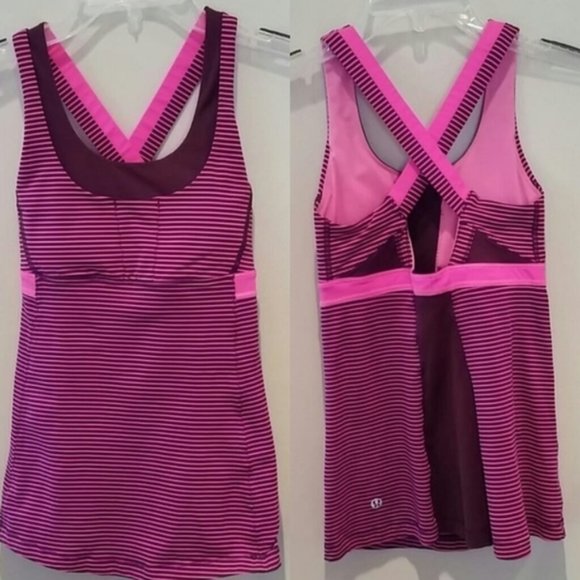 LULULEMON Stuff Your Bra Tank II Hyper Stripe EUC sz 2 - Picture 3 of 11